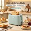 NONE Tostapane Elettrico Retrò a Righe Verticali 750W 2 Fette 7 Livelli di Tostatura Vassoio Raccoglibriciole Rimovibile per Colazione su Piano di Lavoro 220‑240V