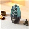 NONE Bruciatore di Incenso a Riflusso in Ceramica, Effetto Cascata di Fumo, Porta Incenso da Tavolo Blu per Relax, Meditazione Zen, Decorazione per la Casa con Finitura Smaltata (11*10*20cm)