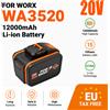 Batteria al litio originale Worx 20V 12.0Ah con 15 celle, ricaricabile WA3553 WA3551 WA3553.1 WA3570 per utensili elettrici e da giardino WORX