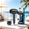 NONE Asciugacapelli compatto da 1600W, basso rumore 40dB, protezione dal surriscaldamento, funzione getto freddo con beccuccio concentratore, strumento per lo styling dei capelli per casa e viaggio,
