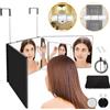 NONE Specchio a 3 vie con rotazione a 360 gradi ° Specchio da Barbiere Pieghevole a Tre Ante per Taglio Capelli Fai-da-Te, Rasatura e Intrecciatura, Design Portatile da Viaggio con Gancio per Bagno di