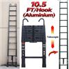 NONE Scala Telescopica Estensibile con Ganci Rimovibili, Scala Pieghevole in Alluminio 3,2M / 10,5FT per Uso Domestico Interno ed Esterno Fai-da-Te