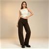 NONE Jeans Donna Barrel Vita Alta Denim Marrone Caffè Lavato Strass Sfumati Laterali E Sparsi Pantaloni Ampi Curvi Balloon Streetwear Per Uscite Cittadine Look Retro Glam FX5429‑4