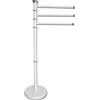 BM Piantana Portasciugamani da Terra in Metallo Bianco con 3 Bracci Girevoli - Accessorio Bagno Elegante, Stabile e Facile da Montare