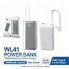 NONE Power Bank da 10000mAh con Cavo Integrato Type-C 8Pin, Ricarica Rapida PD 22.5W, Doppia Uscita USB Type-C, Display Digitale, Caricabatterie Esterno Portatile WL41