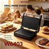 NONE WETECH W6403 Pressa Elettrica per Panini 1050W, Apertura a 180 Gradi, Piastra Antiaderente, Griglia a Contatto per Bistecca, Hamburger, Colazione, 220‑240V 50/60Hz