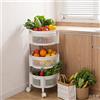 NONE Carrello Portafrutta Rotante Bianco a 3 Piani con Ruote Girevoli, Cestino Girevole Multiuso per Cucina Bagno Soggiorno, Organizer Verdure Salvaspazio