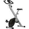 NONE Cyclette Magnetica Pieghevole con 8 Livelli di Resistenza, Schermo LCD, Ruote e Slot Regolabile, Grigio e Nero