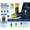 NONE Batterie ricaricabili agli ioni di litio WL25 ICR18650 3.7V 1200mAh, batteria ad alte prestazioni con polo positivo in cima, confezione da 2 per torce frontali, ventilatori e dispositivi.