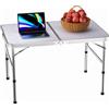 NONE Tavoli da picnic pieghevoli 90x60x37/67cm, tavolo da picnic in alluminio con 2 altezze regolabili (37/67cm) per campeggio con maniglia per il trasporto, tavolo da campeggio leggero per picnic,