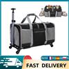 zollor Carrello Pieghevole per Animali Domestici, Borsa da Viaggio per Animali con Grande Capacità e Rete Traspirante, con Ruote Rimovibili per 2 Gatti o Cani di Taglia Media, per Viaggi all'Aperto