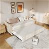Comanlai Divano Letto Convertibile Comanlai con Cassetti Contenitori e Letto Estraibile, Struttura Imbottita per Soggiorno e Camera da Letto