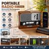 NONE Radio Portatile Retrò Bluetooth 5.0 Ricaricabile FM AM SW con Altoparlante, Lettore USB MicroSD e Torcia, Design Vintage