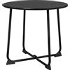 NONE Tavolo basso rotondo da 50 cm, tavolo in metallo con base a X e piedini antiscivolo, nero