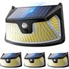 PUAIDA Luce solare da esterno con 152 LED, 850LM super luminosa, luce con sensore di movimento a 3 modalità, impermeabile IP65, 270°. ° Luce di sicurezza grandangolare, faretto solare per giardino, muro,