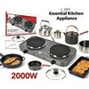 NONE Piano Cottura Elettrico Compatto a Doppia Piastra 2000W con Temperatura Regolabile, Fornello da Banco Portatile per Cucina Domestica