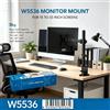 NONE Supporto da scrivania per monitor singolo VESA 75x75 100x100 WETECH W5536 con doppio braccio regolabile a 360° ° Rotazione +45 ° Supporto inclinabile per stazione di gioco, carico massimo 8 kg,