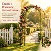 NONE Arco da Giardino in Metallo 2,4m Regolabile, Pergola per Piante Rampicanti, Struttura in Acciaio Resistente Antivento con Picche per Interro, Montaggio Semplice per Rose Viti Clematidi, Arco