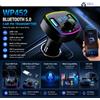 NONE Trasmettitore FM per Auto WP452 Bluetooth 5.0, Caricatore USB Doppio, Lettore Musicale USB Micro SD, Chiamate in Vivavoce, Display LED, Luce Colorata, 12V-24V