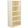 NONE Scatole Porta Scarpe Impilabili Pieghevoli Organizer Scarpe 5 Livelli Modulare Doppio Sportello Coperchio Ribaltabile PP Beige Trasparente Salvaspazio per Stivali Tacchi Sneakers da Ingresso Cameretta