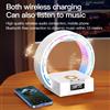 NONE Altoparlante Bluetooth con Ricarica Wireless, Lampada da Comodino con Sveglia, Luce per il Risveglio 4 in 1 per Camera da Letto, Supporta Unità USB e Scheda TF
