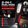 Torcia da Lavoro Impermeabile Antiscivolo con Gancio Retrattile e Magnete Posteriore, Lampada Portatile per Ispezioni Alimentata da 4 Batterie AAA, Luce da Lavoro LED a Doppia Modalità 2-in-1, 80lm