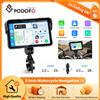 Podofo Lettore Smart Portatile per Moto da 5 Pollici con Carplay Wireless e Android Auto, Impermeabile IP68, Navigatore GPS, Supporto Monitoraggio Pressione Pneumatici, Display per Moto, Monitor per
