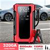 raugee Avviatore di Emergenza per Auto Portatile 3200A, Booster Batteria Auto, Compressore d'Aria, Pompa per Pneumatici, Avviatore 12V, Power Bank