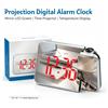 NONE Orologio Sveglia Digitale a Proiezione, Orologio Proiettore con Schermo LED a Specchio, Display della Temperatura Interna, Orologio da Comodino a Doppia Alimentazione per Camera da Letto