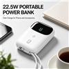 NONE Power Bank Portatile 10000mAh 22.5W con Ricarica Rapida PD, Cavi USB-C e 8-Pin Integrati, Display LED Digitale, Caricatore Compatto per Smartphone, Ideale per Viaggi, Casa e Ufficio