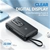 NONE Power Bank Magnetico 10000mAh 22.5W con Ricarica Rapida PD Compatibile con Magsafe, Cavo USB-C Integrato, Triplo Uscita, Display LED Digitale, Caricatore Portatile per Smartphone, Ideale per Viaggi,