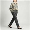 NONE Maglia donna falso due pezzi collo V fantasia rombo con collo camicia, maniche lunghe oversize di tendenza, maglione knit morbido che valorizza la silhouette, stile vintage casual urbano, top