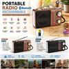 NONE Radio Portatile Vintage con Altoparlante Bluetooth, Radio Wireless Ricaricabile AM FM SW a 4 Bande, Ricevitore con Lettore USB e Scheda TF, Radio da Esterno