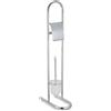BM Piantana WC con Portarotolo e Portascopino, Struttura in Metallo Cromato, 30x16x78.5cm, Supporto da Terra Elegante e Stabile per Bagno Moderno