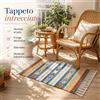 Tappeto Kilim con nappe in cotone 100% fatto a mano, 4 misure (50×80cm / 50×100cm / 55×140cm / 55×180cm), Tappetino in stile etnico retrò per balcone, corridoio e uso interno