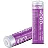 kuugro Batteria Kuugro 18650 4000mAh a Testa Appuntita 3.7V, Massima Capacità 12A, Batterie Ricaricabili per Torce