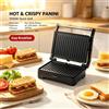 NONE Piastra per Sandwich Wetech W6403 con Apertura a 180 Gradi, 1050W, Piastra in Alluminio per la Preparazione di Hamburger per la Famiglia nel Weekend