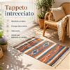 NONE Tappeto Kilim con nappe in cotone 100% fatto a mano, 4 misure (50×80cm / 50×100cm / 55×140cm / 55×180cm), Tappetino in stile etnico retrò per balcone, corridoio e uso interno
