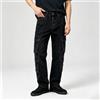 NONE Jeans Cargo Uomo Neri Lavaggio Vintage Stile Ampio Gamba Dritta Tasche Multiple Zip alla Caviglia Pantaloni Casual Streetwear per Uso Quotidiano Moda Urbana Resistenti YX-3342