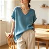 NONE Gilet maglia donna scollo V, smanicolato stile batwing, top lavorato a coste verticali, gilet casual elegante per tutti i giorni, ideale per stratificazione outfit primavera autunno, molti colori