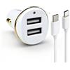 NONE Set Caricabatterie Auto Dual USB 2.4A con Cavo Type-C da 100cm per Ricarica Rapida, Accessori Interni per Auto