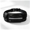 NONE Marsupio Sportivo Impermeabile Nero Multi-Tasca con Porta Borraccia e Foro per Auricolari per Fitness all'Aperto