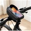 NONE Borsa Porta Telefono per Bicicletta Impermeabile, Supporto per Manubrio con Schermo Touch Anti-Riflesso per Telefoni Fino a 7 Pollici, Custodia per Ciclismo