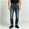 NONE Jeans Uomo Gamba Dritta Leggermente Affusolata Lavaggio Vintage Blu Scuro, Effetto Barba di Gatto, Pantaloni Denim Classici, Vestibilità Morbida Confortevole, Ideali per Uso Quotidiano, Lavoro