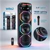 NONE Altoparlante Bluetooth Wireless da 40W con Sistema Karaoke a Bassi Profondi 3X 8 Pollici, Microfono Wireless, Luce RGB, Ricaricabile, per Feste all'Aperto