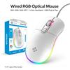 NONE Mouse da Gaming RGB USB Cablato, Mouse Ottico con DPI Regolabile 800‑1200‑1600, Retroilluminazione LED a 7 Colori per PC, Laptop, Casa, Ufficio e Gaming