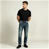 NONE Jeans Uomo Gamba Dritta Denim Blu Lavaggio Vintage Effetto Baffi, Vita Medio‑Alta, Modello Classico Senza Strappi, Pantaloni Casual Urbani, Adatti per Lavoro Quotidiano, Uscite, Primavera Autunno