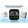 NONE Set di Orologi Digitali Multi-Stile, Orologio da Parete LED Grande con Telecomando e Orologio LCD Magnetico per Frigorifero, con Ora, Data, Temperatura, Umidità e Calendario, 2 Modalità di Allarme,