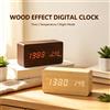 NONE Orologio Digitale da Comodino in Stile Legno Semplice, Cifre LED Morbide, Termometro da Camera, Ornamento per la Casa a Doppia Alimentazione