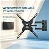NONE WETECH W5523 Supporto da Parete per TV a Doppio Braccio Rinforzato per Schermi Piatti da 14‑55 Pollici, Carico Massimo 50KG ±15 ° Supporto da Parete Inclinabile per Monitor VESA 50x50‑500x500
